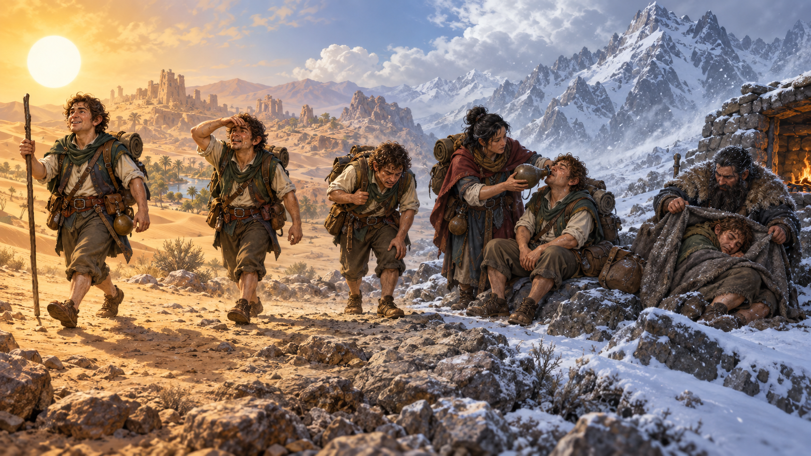 Người dẫn đường halfling suy kiệt dần qua môi trường khắc nghiệt