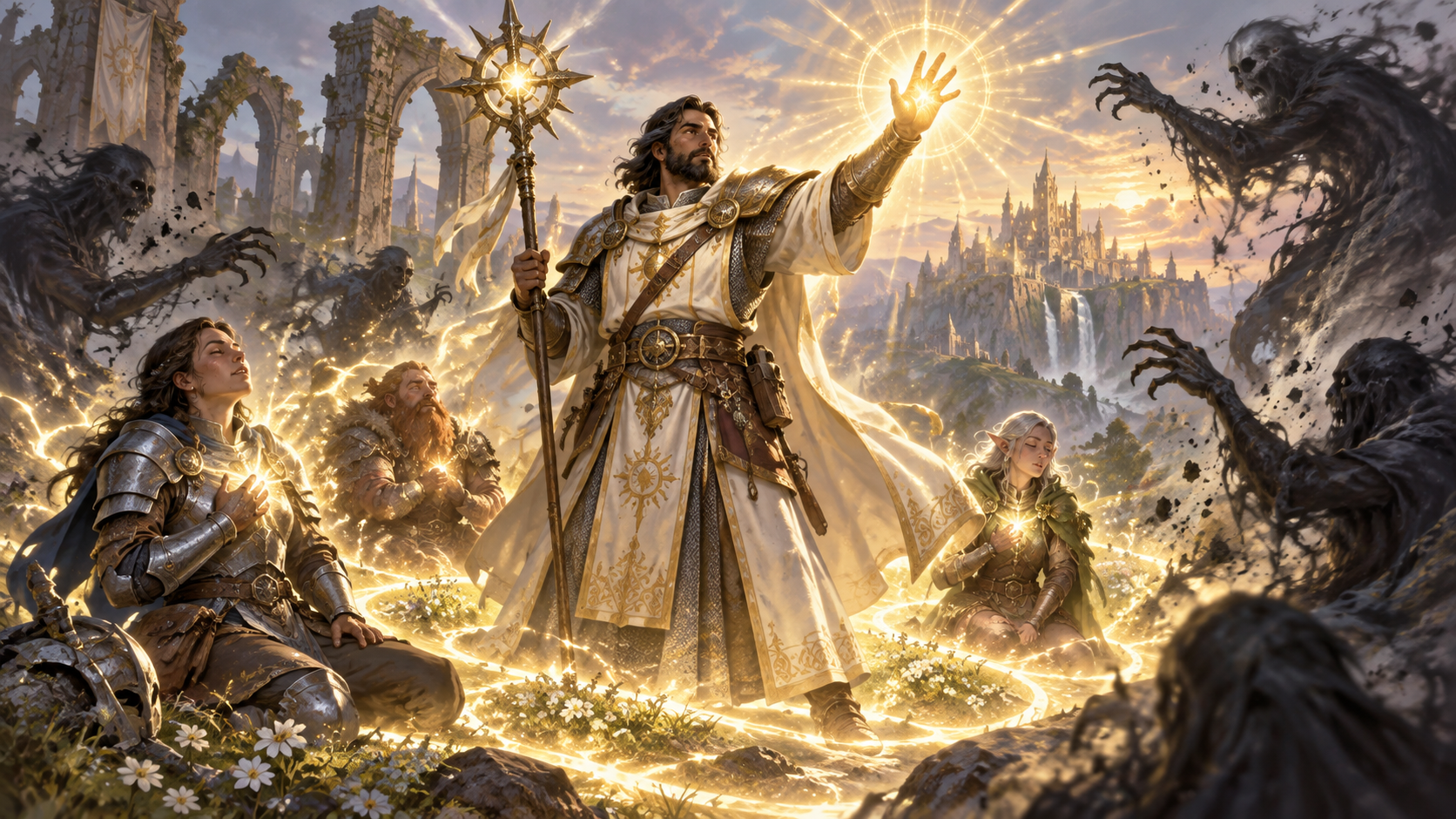 Nam giáo sĩ chữa lành đồng minh và xua lùi bóng tối bằng ánh sáng thiêng