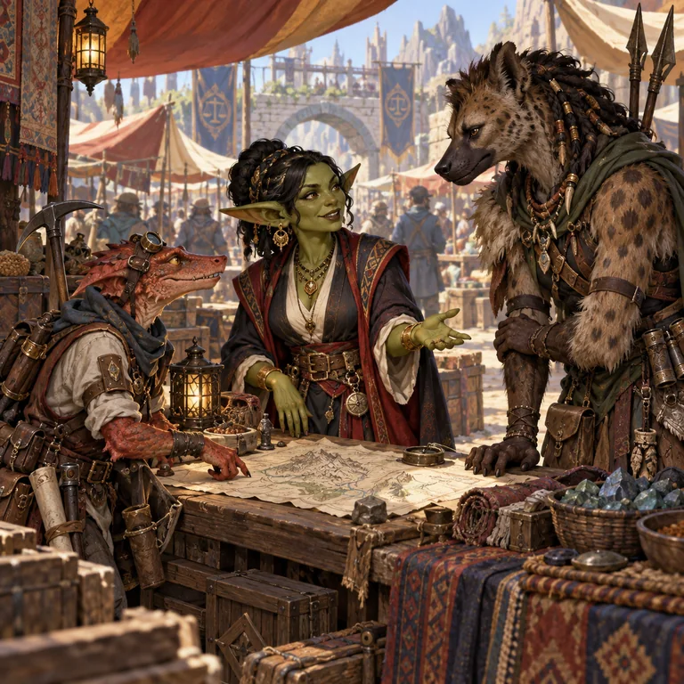 Goblin kobold và gnoll gặp nhau tại chợ trung lập