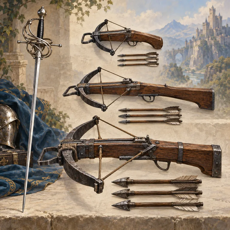Kiếm rapier và ba loại nỏ fantasy