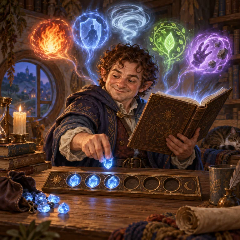 Pháp sư halfling chuẩn bị phép bằng nguồn lực hữu hạn