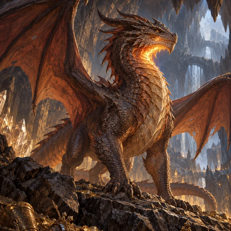 Rồng fantasy phương Tây trong hang núi